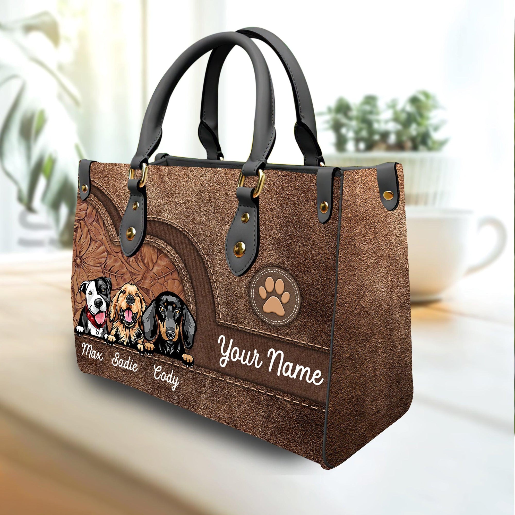 Custom Dog Tote Bag Personalized Dog Mom Gift Dog Toys Totes Pet Gift  Custom Pet Bag Gift For Dog Mom Dog Lover Bag (15L x 15H x 3D, Tri-Color