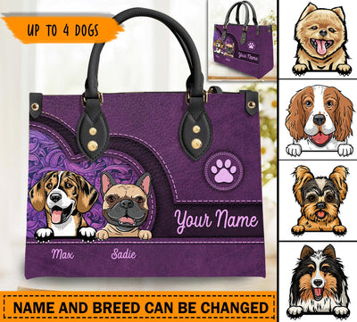 Dog Personalized Leather Handbag, Personalized Gift for Dog Lovers, Dog Dad, Dog Mom - LD002PS11 - BMGifts