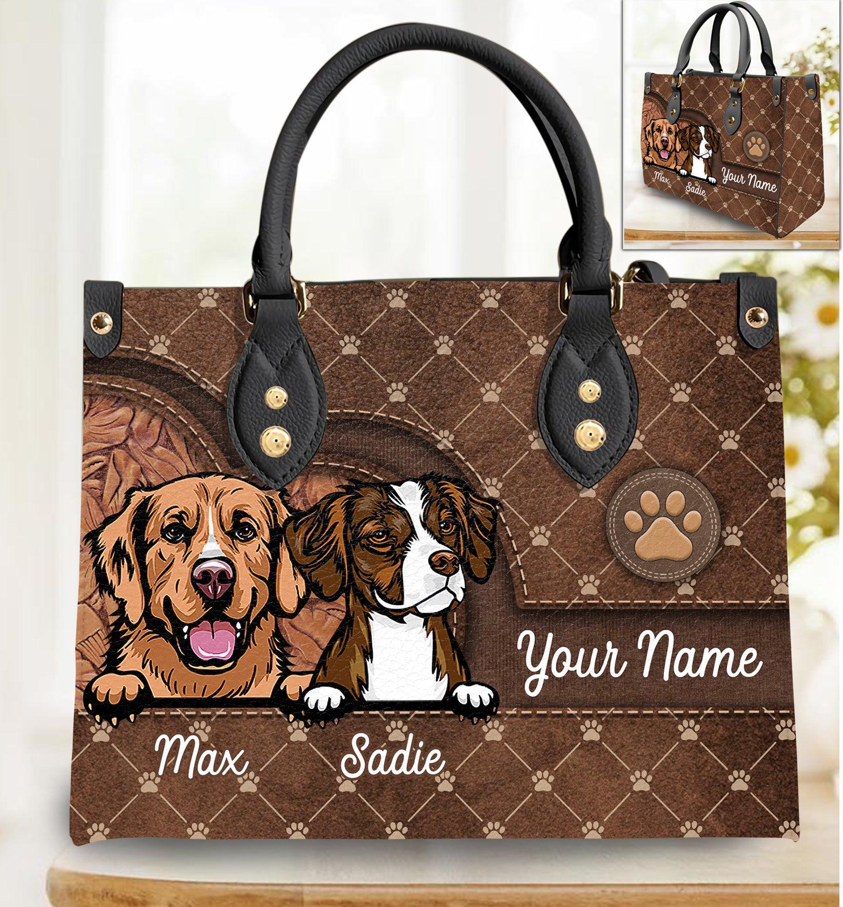 Dog Personalized Leather Handbag, Personalized Gift for Dog Lovers, Dog Dad, Dog Mom - LD009PS11 - BMGifts