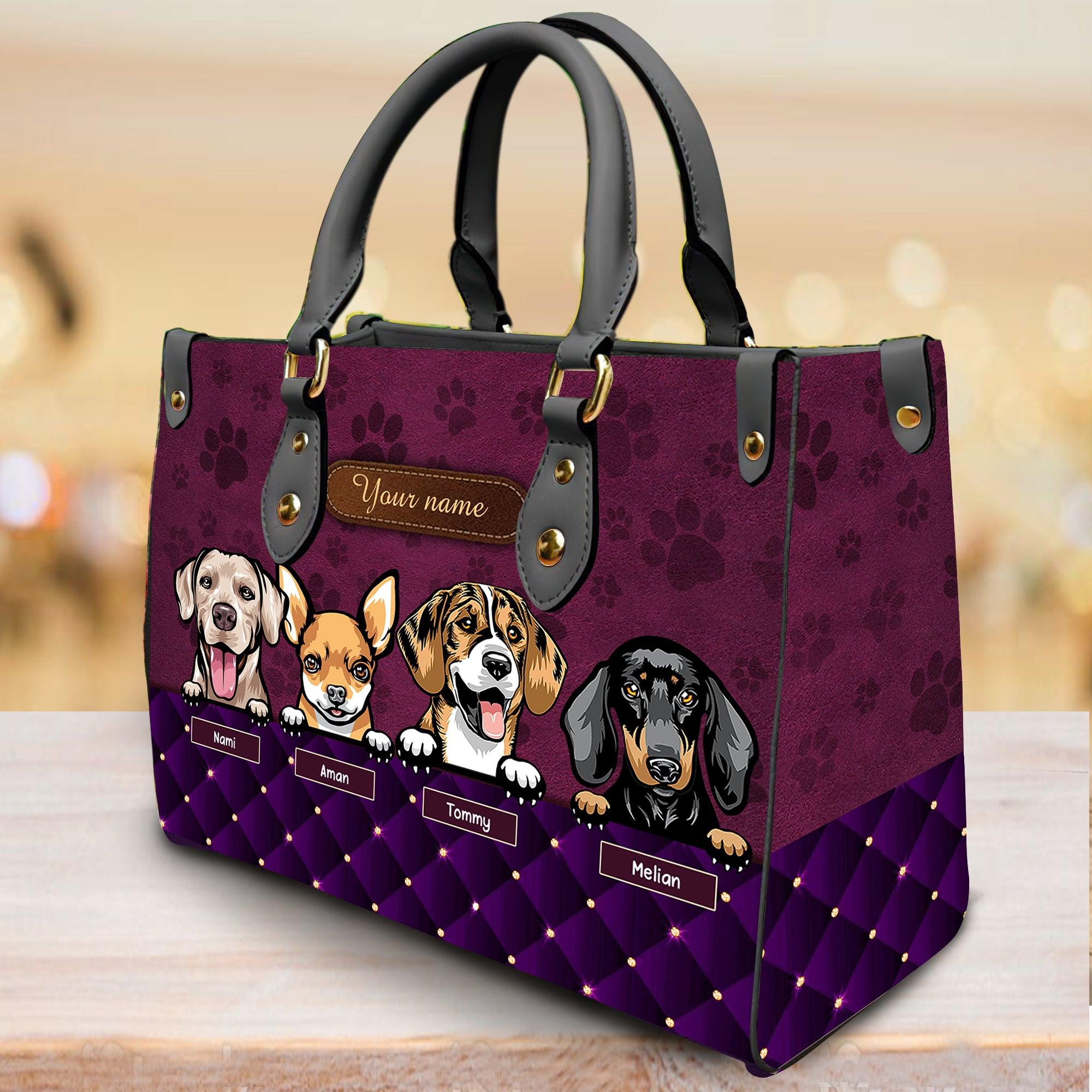 Dog Personalized Leather Handbag, Personalized Gift for Dog Lovers, Dog Dad, Dog Mom - LD014PS11 - BMGifts