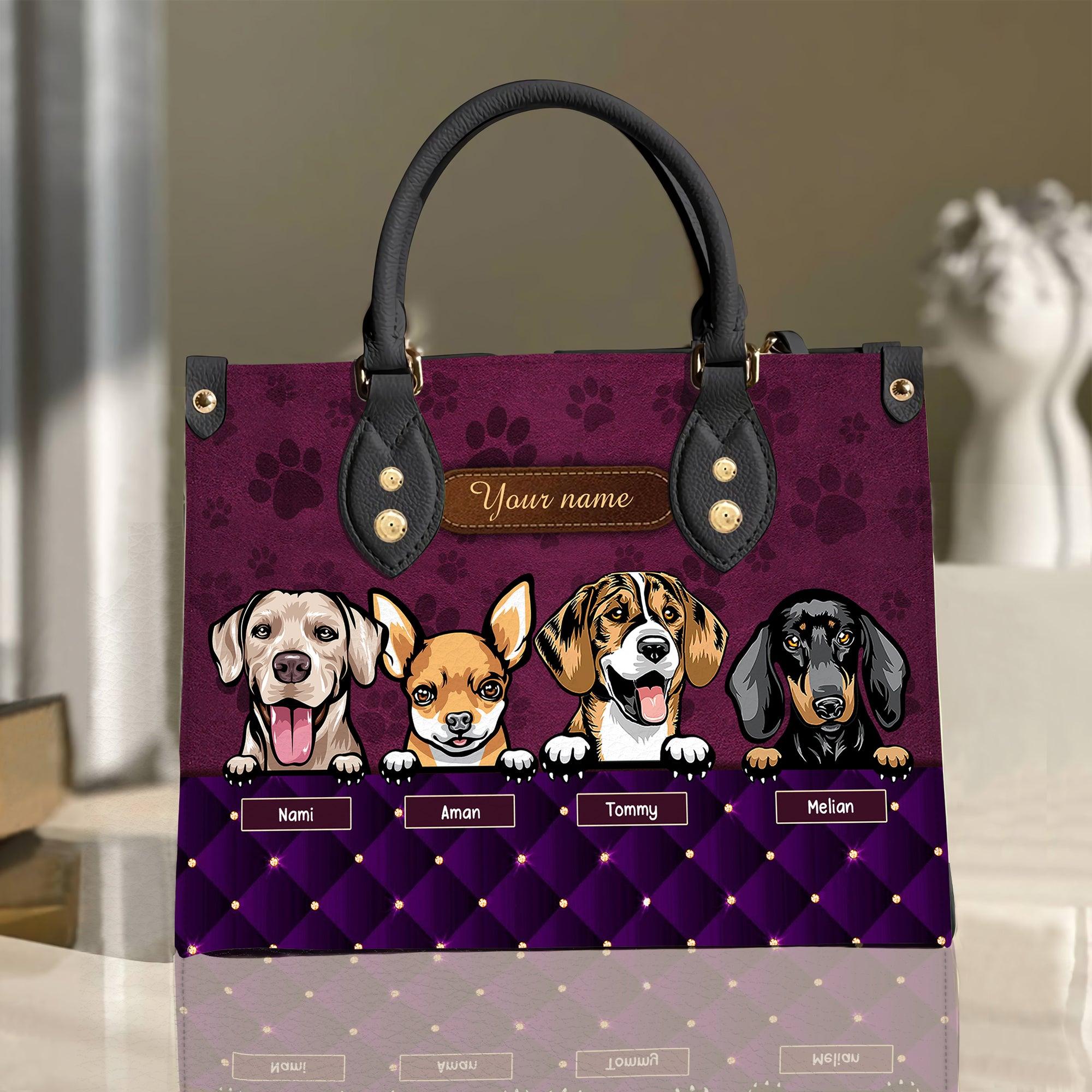 Dog Personalized Leather Handbag, Personalized Gift for Dog Lovers, Dog Dad, Dog Mom - LD014PS11 - BMGifts