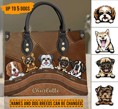 Dog Personalized Leather Handbag, Personalized Gift for Dog Lovers, Dog Dad, Dog Mom - LD020PS04 - BMGifts