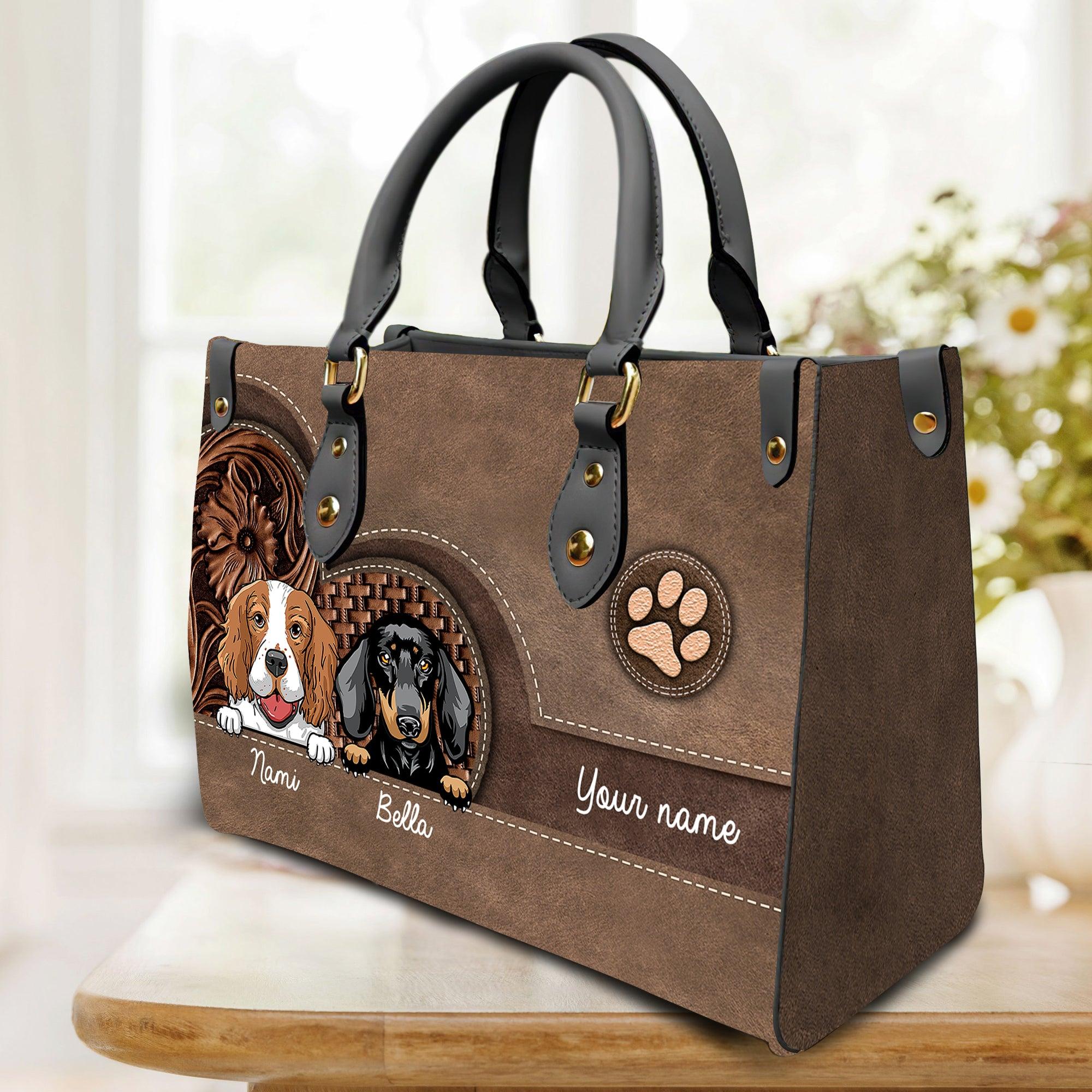 Dog Personalized Leather Handbag, Personalized Gift for Dog Lovers, Dog Dad, Dog Mom - LD047PS03 - BMGifts