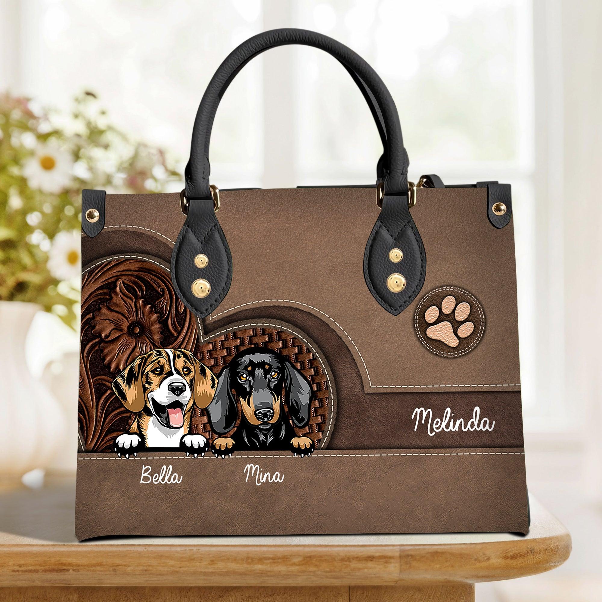 Dog Personalized Leather Handbag, Personalized Gift for Dog Lovers, Dog Dad, Dog Mom - LD047PS03 - BMGifts