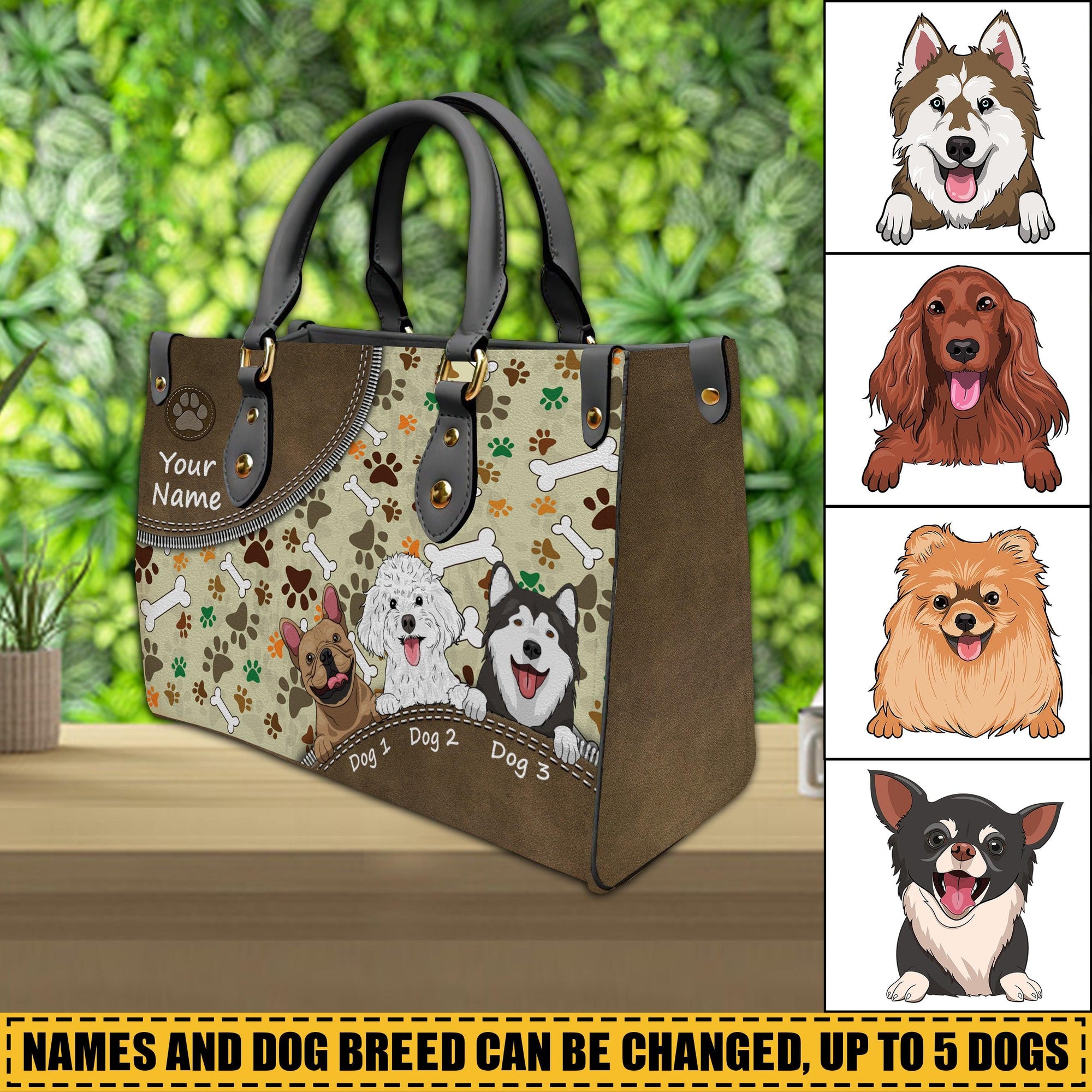 Dog Personalized Leather Handbag, Personalized Gift for Dog Lovers, Dog Dad, Dog Mom - LD082PS05 - BMGifts