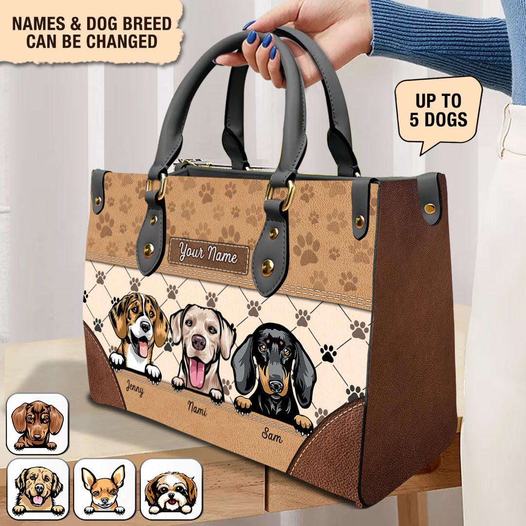 Dog Personalized Leather Handbag, Personalized Gift for Dog Lovers, Dog Dad, Dog Mom - LD101PS05 - BMGifts