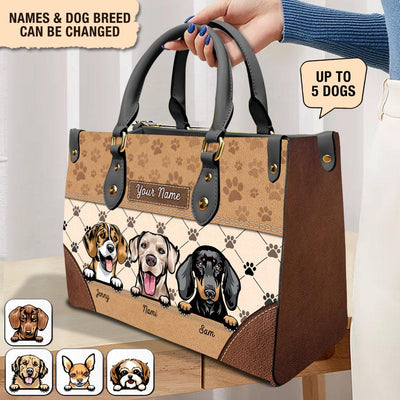 Dog Personalized Leather Handbag, Personalized Gift for Dog Lovers, Dog Dad, Dog Mom - LD101PS05 - BMGifts