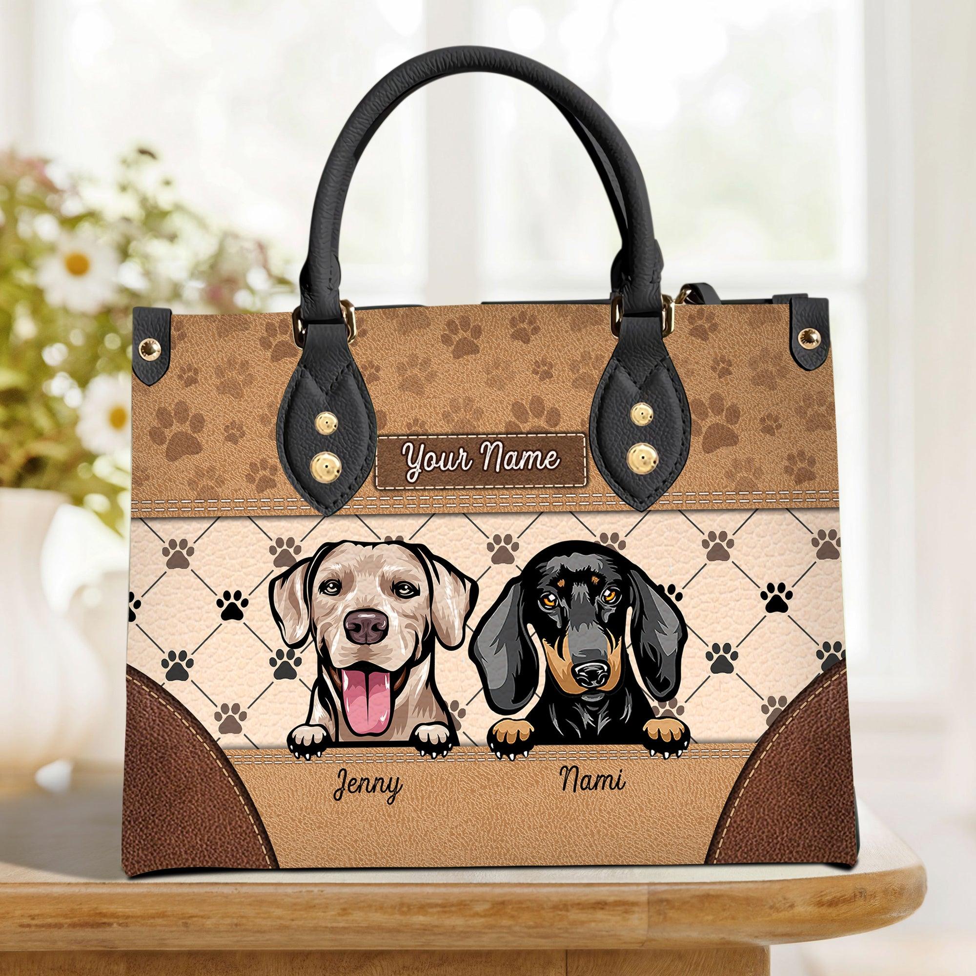 Dog Personalized Leather Handbag, Personalized Gift for Dog Lovers, Dog Dad, Dog Mom - LD101PS05 - BMGifts