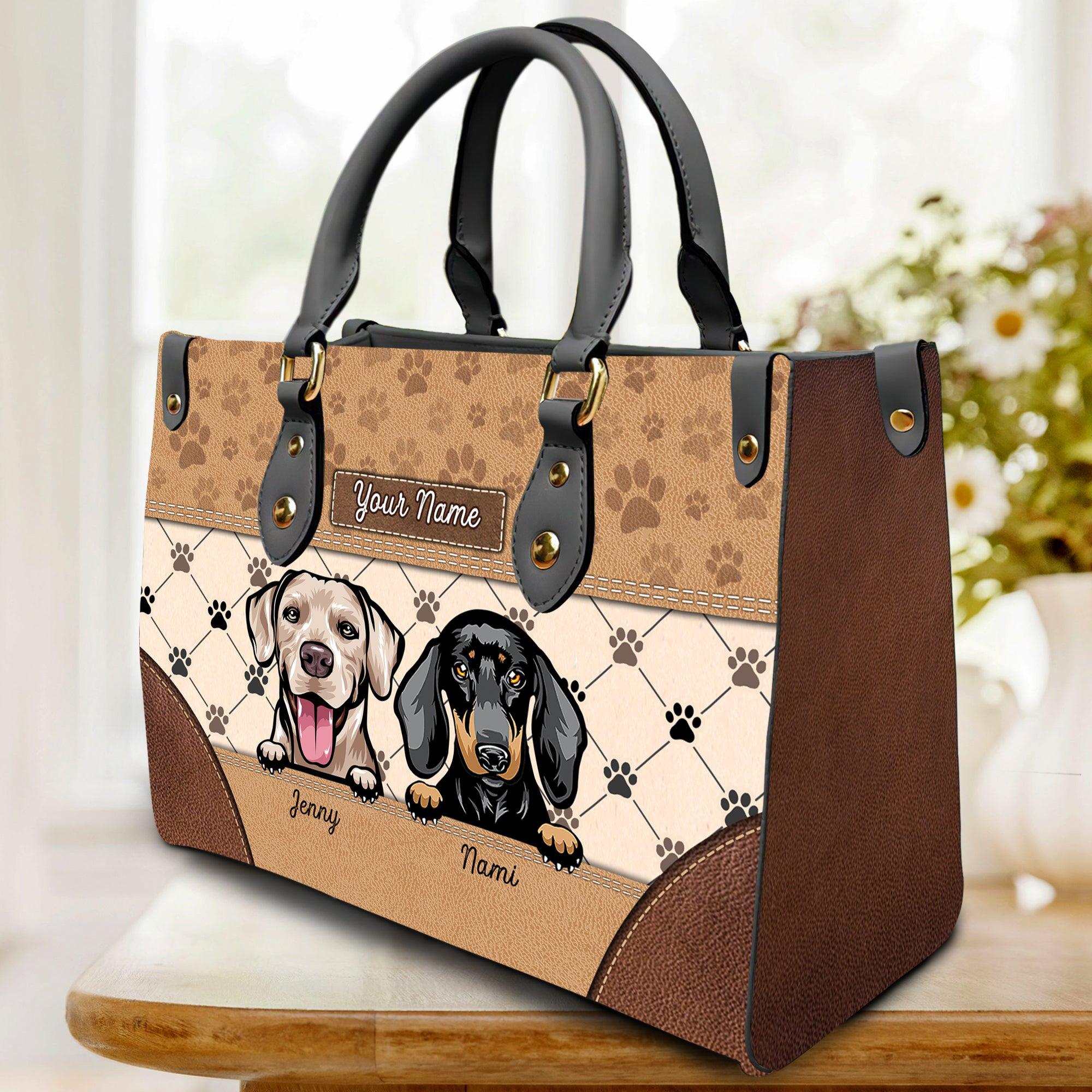 Dog Personalized Leather Handbag, Personalized Gift for Dog Lovers, Dog Dad, Dog Mom - LD101PS05 - BMGifts