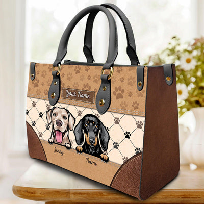 Dog Personalized Leather Handbag, Personalized Gift for Dog Lovers, Dog Dad, Dog Mom - LD101PS05 - BMGifts