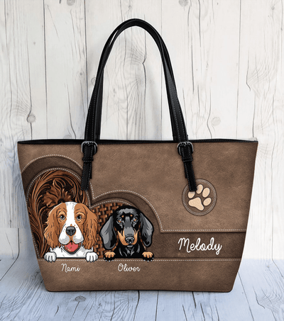 Dog Personalized Leather Tote-Bag, Personalized Gift for Dog Lovers, Dog Dad, Dog Mom - LT002PS05 - BMGifts