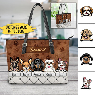 Dog Personalized Leather Tote-Bag, Personalized Gift for Dog Lovers, Dog Dad, Dog Mom - LT012PS05 - BMGifts