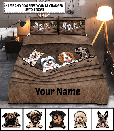 Dog Pleated Personalized Bedding Set, Personalized Gift for Dog Lovers, Dog Dad, Dog Mom - BD090PS08 - BMGifts