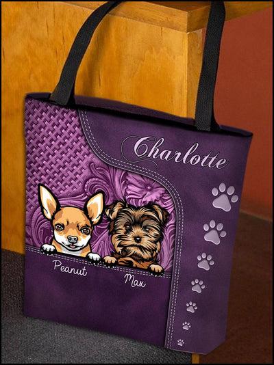 Dog Purple Personalized All Over Tote Bag, Personalized Gift for Dog Lovers, Dog Dad, Dog Mom - TO029PS08 - BMGifts