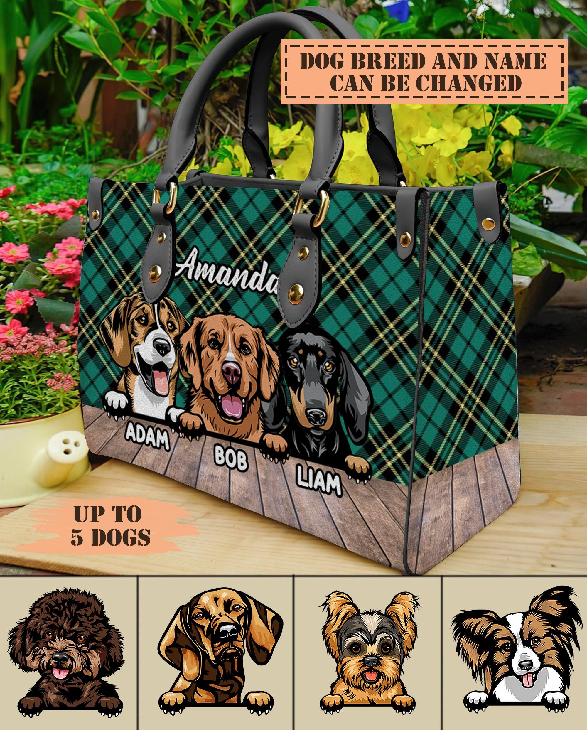 Dog Retro Personalized Leather Handbag, Personalized Gift for Dog Lovers, Dog Dad, Dog Mom - LD035PS08 - BMGifts