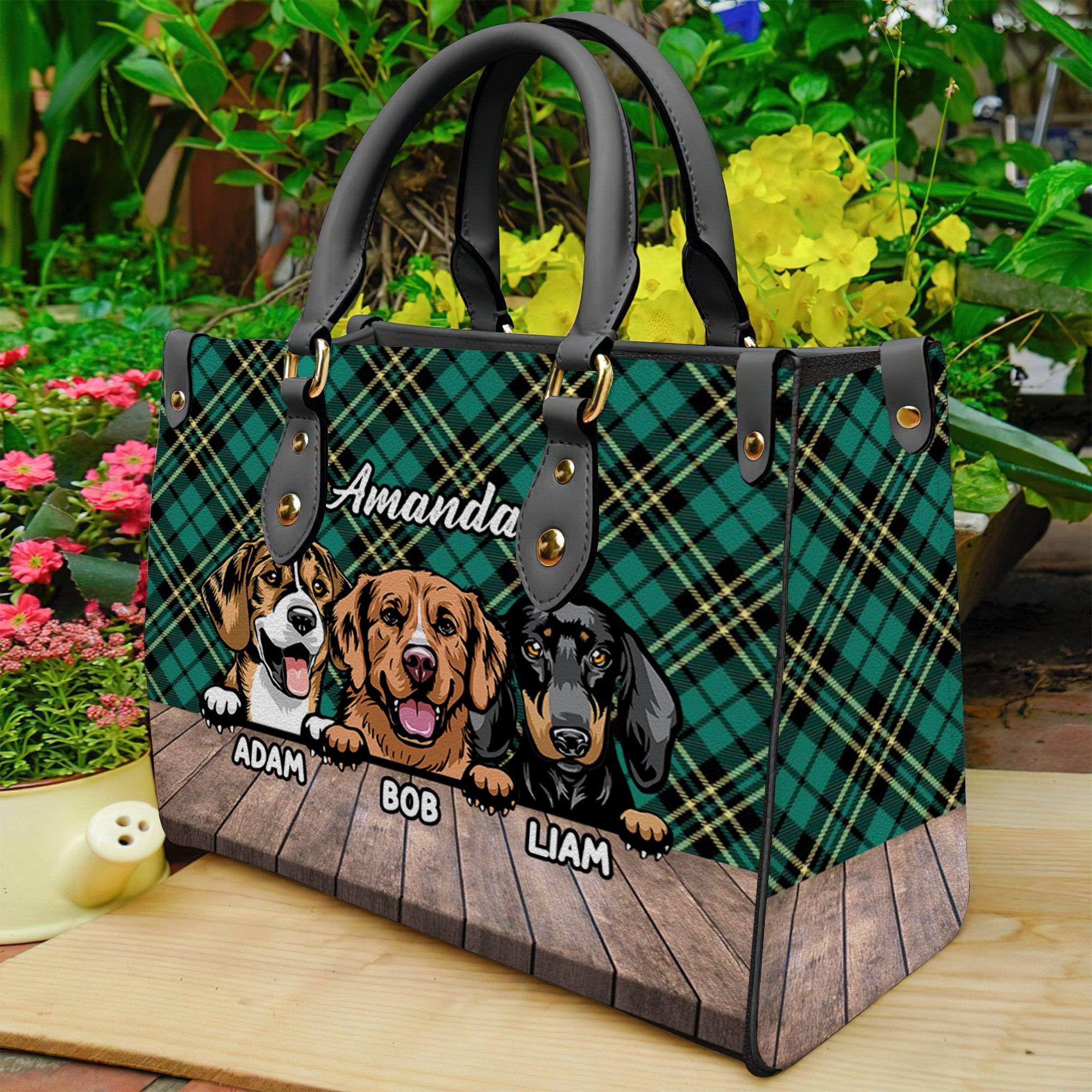 Dog Retro Personalized Leather Handbag, Personalized Gift for Dog Lovers, Dog Dad, Dog Mom - LD035PS08 - BMGifts