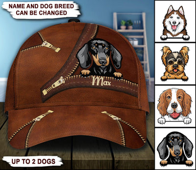 Dog Zipper Personalized Classic Cap, Personalized Gift for Dog Lovers, Dog Dad, Dog Mom - CP029PS - BMGifts