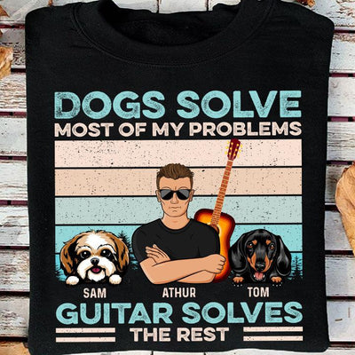 Dogs And Guitar Solve All My Problems Guitar Personalized Shirt, Personalized Gift for Music Lovers, Guitar Lovers - TS193PS01 - BMGifts