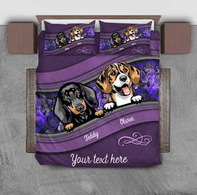 Dogs In Flower Background Dog Personalized Bedding Set, Personalized Gift for Dog Lovers, Dog Dad, Dog Mom - BD074PS01 - BMGifts