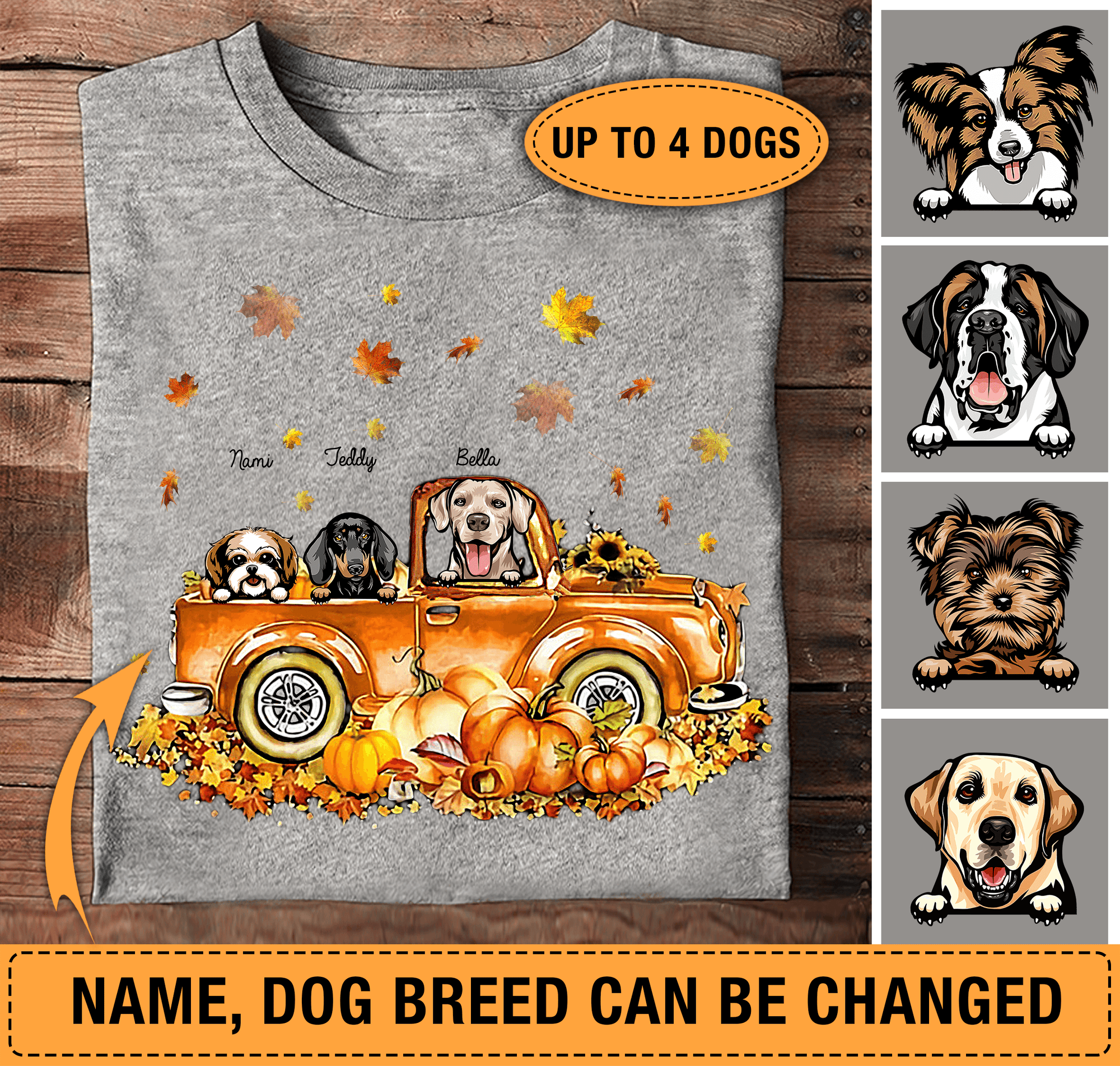 Dogs On A Pumpkin Truck Personalized Shirt, Halloween Gift, Personalized Gift for Dog Lovers, Dog Dad, Dog Mom - TS091PS - BMGifts