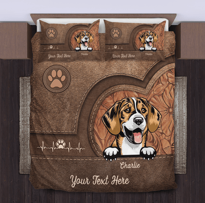 Dogs With Heart Beat Dog Personalized Bedding Set, Personalized Gifts for Dog Lovers, Dog Dad, Dog Mom - BD110PS01 - BMGifts