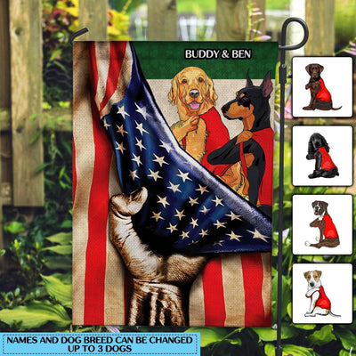 Dogs With USA Flag Dog Personalized Flag, Personalized Gift for Dog Lovers, Dog Dad, Dog Mom - GA062PS01 - BMGifts