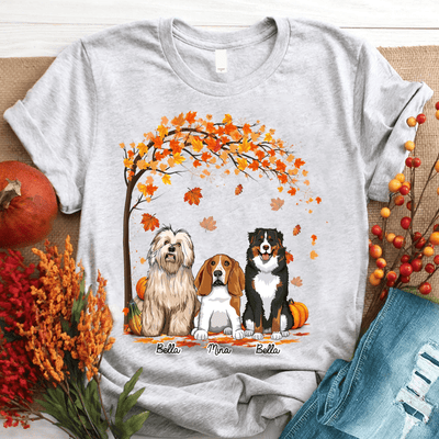 Fall Pumpkin And Dog Personalized Shirt, Halloween Gift, Personalized Gift for Dog Lovers, Dog Dad, Dog Mom - TS423PS02 - BMGifts