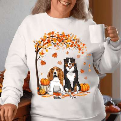 Fall Pumpkin And Dog Personalized Shirt, Halloween Gift, Personalized Gift for Dog Lovers, Dog Dad, Dog Mom - TS423PS02 - BMGifts