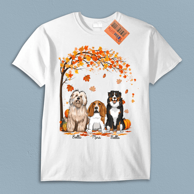 Fall Pumpkin And Dog Personalized Shirt, Halloween Gift, Personalized Gift for Dog Lovers, Dog Dad, Dog Mom - TS423PS02 - BMGifts