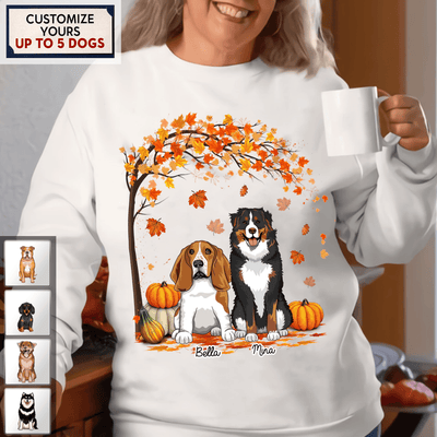 Fall Pumpkin And Dog Personalized Shirt, Halloween Gift, Personalized Gift for Dog Lovers, Dog Dad, Dog Mom - TS423PS02 - BMGifts