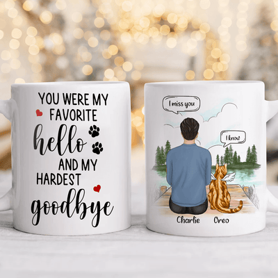 Favorite Hello And Hardest Goodbye Cat Personalized Mug, Personalized Gift for Cat Lovers, Cat Mom, Cat Dad - MG071PS02 - BMGifts