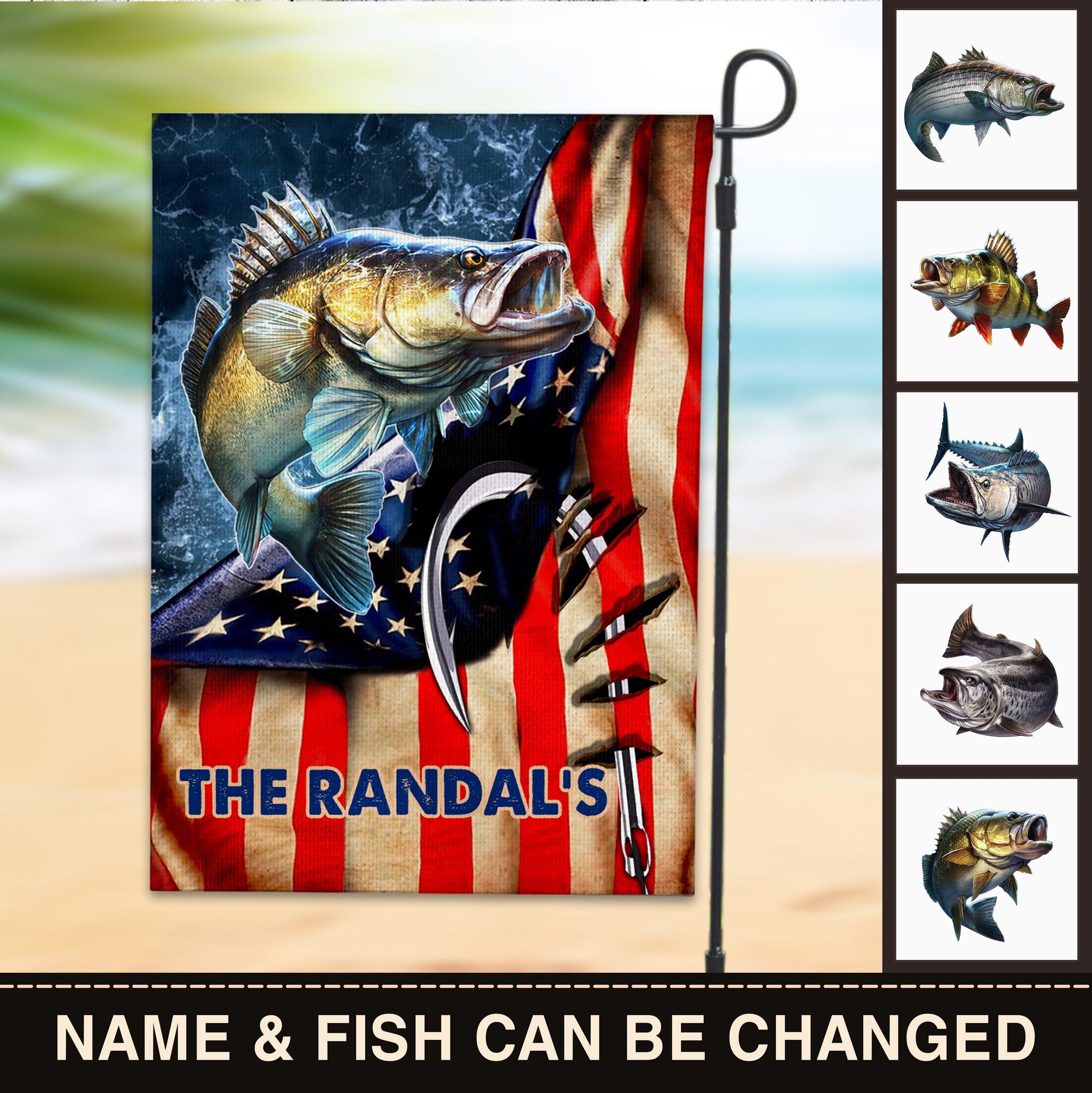 Fishing America Flag Personalized Garden Flag, Personalized Gift for Fishing  Lovers - GA005PS08 - BMGifts