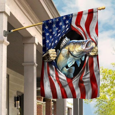 Fishing American Flag With Fish Personalized Flag, Personalized Gift for Fishing Lovers - GA001PS07 - BMGifts