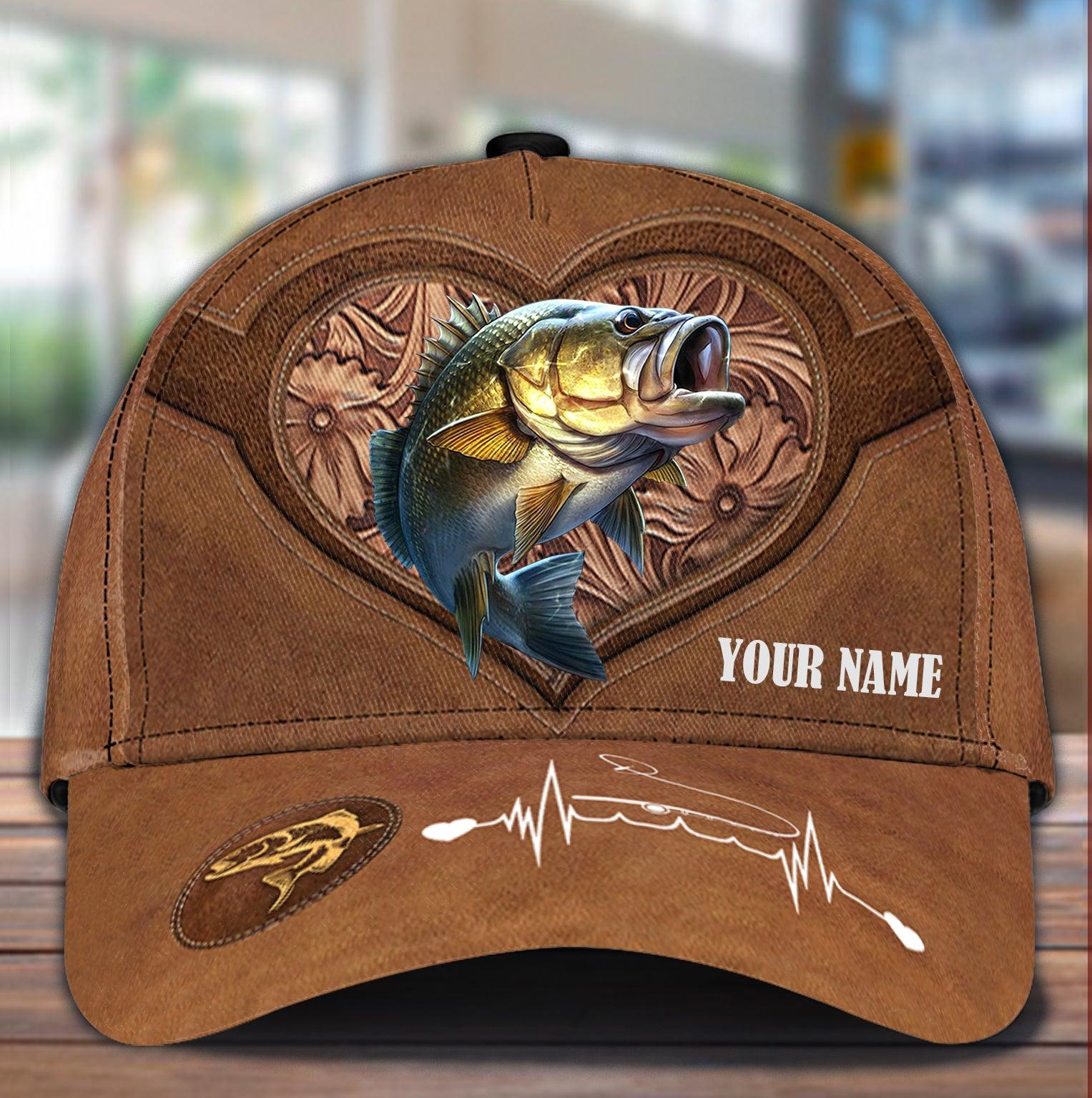 Fishing Big Heart Personalized Classic Cap, Personalized Gift for