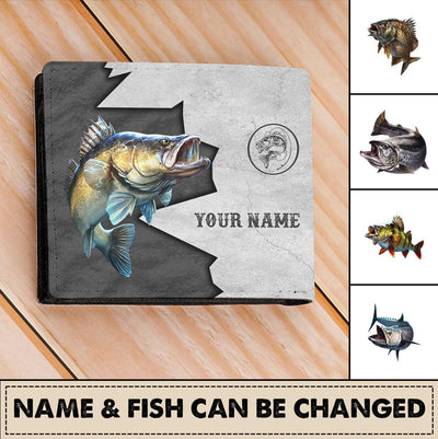 Fishing Broken Wall Personalized Men's Wallet, Personalized Gift for Fishing Lovers - HM022PS08 - BMGifts (formerly Best Memorial Gifts)