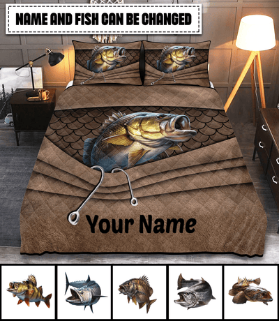 Fishing Pleated Personalized Bedding Set, Personalized Gift for Fishing Lovers - BD089PS08 - BMGifts