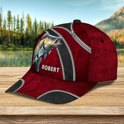 Fishing Red Black Zippers Personalized Cap, Personalized Gift for Fishing Lovers - CP313PS08 - BMGifts