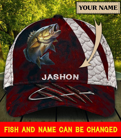 Fishing Red Personalized Classic Cap, Personalized Gift for Fishing Lovers - CP003PS - BMGifts