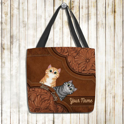 Flower Cat Personalized All Over Tote Bag, Personalized Gift for Cat Lovers, Cat Mom, Cat Dad - TO165PS02 - BMGifts