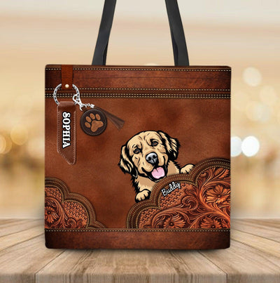 Flower Pattern Brown Dog Personalized All Over Tote Bag, Mother’s Day Gift for Dog Lovers, Dog Dad, Dog Mom - TO202PS02 - BMGifts