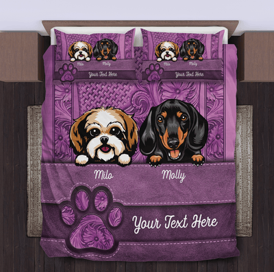 Flower Pattern Dog Personalized Bedding Set, Mother’s Day Gift for Dog Lovers, Dog Dad, Dog Mom - BD125PS02 - BMGifts