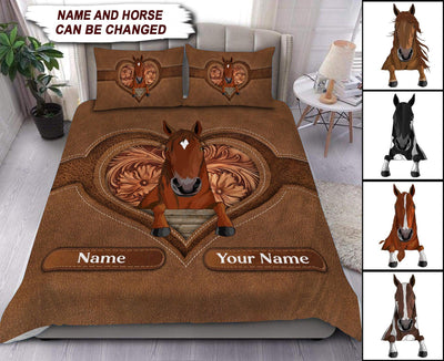 For Horse Lovers Personalized Bedding Set, Personalized Gift for Horse Lovers - BD003PS00 - BMGifts