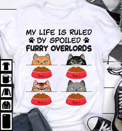 Furry Overlords Cat Personalized T-shirt, Personalized Gift for Cat Lovers, Cat Mom, Cat Dad - TS029PS11 - BMGifts (formerly Best Memorial Gifts)