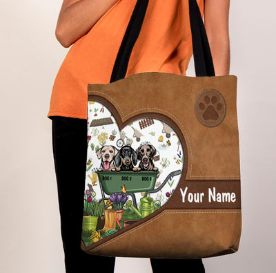 Gardening With Dog Personalized All Over Tote Bag, Personalized Gift for Dog Lovers, Dog Dad, Dog Mom, Personalized Gift for Gardening Lovers - TO079PS08 - BMGifts