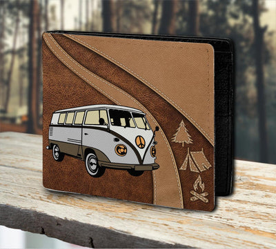 Gift for Father Camping All Brown Personalized Men's Wallet, Personalized Gift for Camping Lovers - HM018PS08 - BMGifts (formerly Best Memorial Gifts)