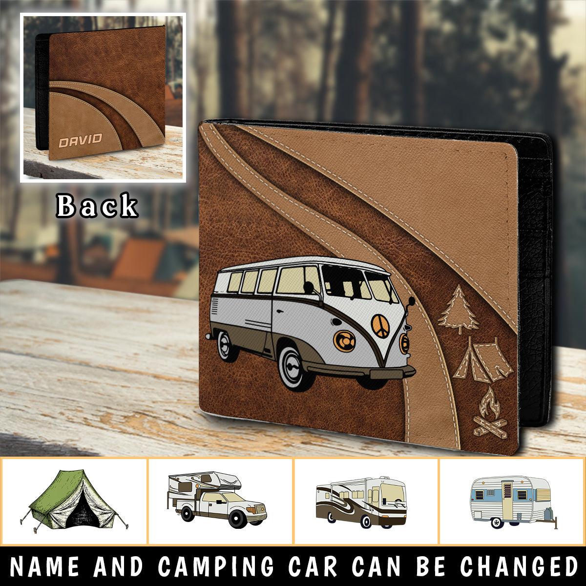 Gift for Father Camping All Brown Personalized Men's Wallet, Personalized Gift for Camping Lovers - HM018PS08 - BMGifts (formerly Best Memorial Gifts)