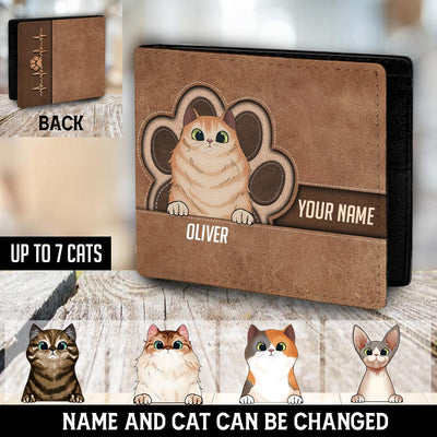 Gift For Father Cat Personalized Men's Wallet, Personalized Gift for Cat Lovers, Cat Mom, Cat Dad - HM008PS05 - BMGifts (formerly Best Memorial Gifts)