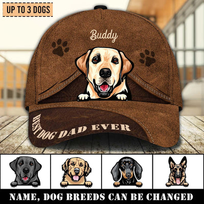 Gift For Father Dog Best Dog Dad Ever Brown Personalized Classic Cap, Personalized Gift for Dog Lovers, Dog Dad, Dog Mom - CP246PS07 - BMGifts