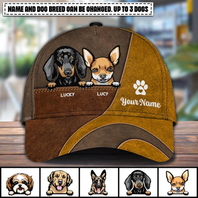 Gift for Father Dog Heart Footprint Personalized Cap, Personalized Gift for Dog Lovers, Dog Dad, Dog Mom - CP303PS08 - BMGifts