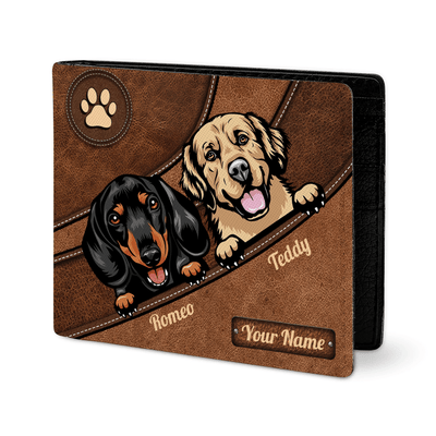 Gift For Father Dog Personalized Men's Wallet, Personalized Gift for Dog Lovers, Dog Dad, Dog Mom - HM004PS02 - BMGifts